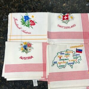 Embroidered European Kitchen Towels New  set of 4